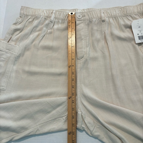 NWT Wonderly Drapey Linen Blend Button Fly Cream Lightweight Cargo Pants Size 3X - Picture 7 of 14